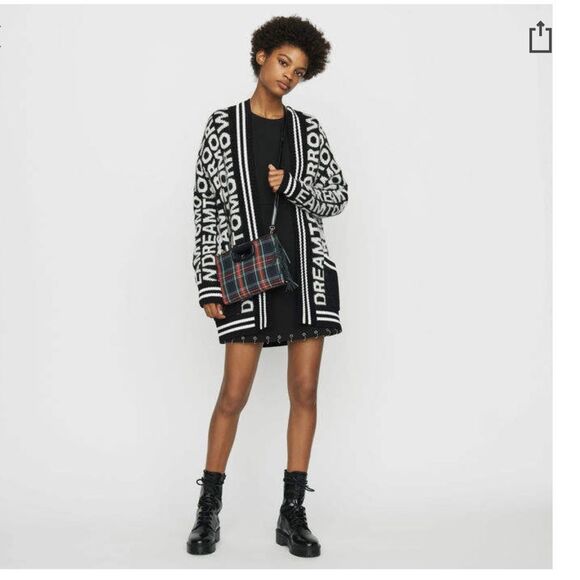 MAJE Maison Lettered Dream Tomorrow  Oversized cardigan - Picture 4 of 7